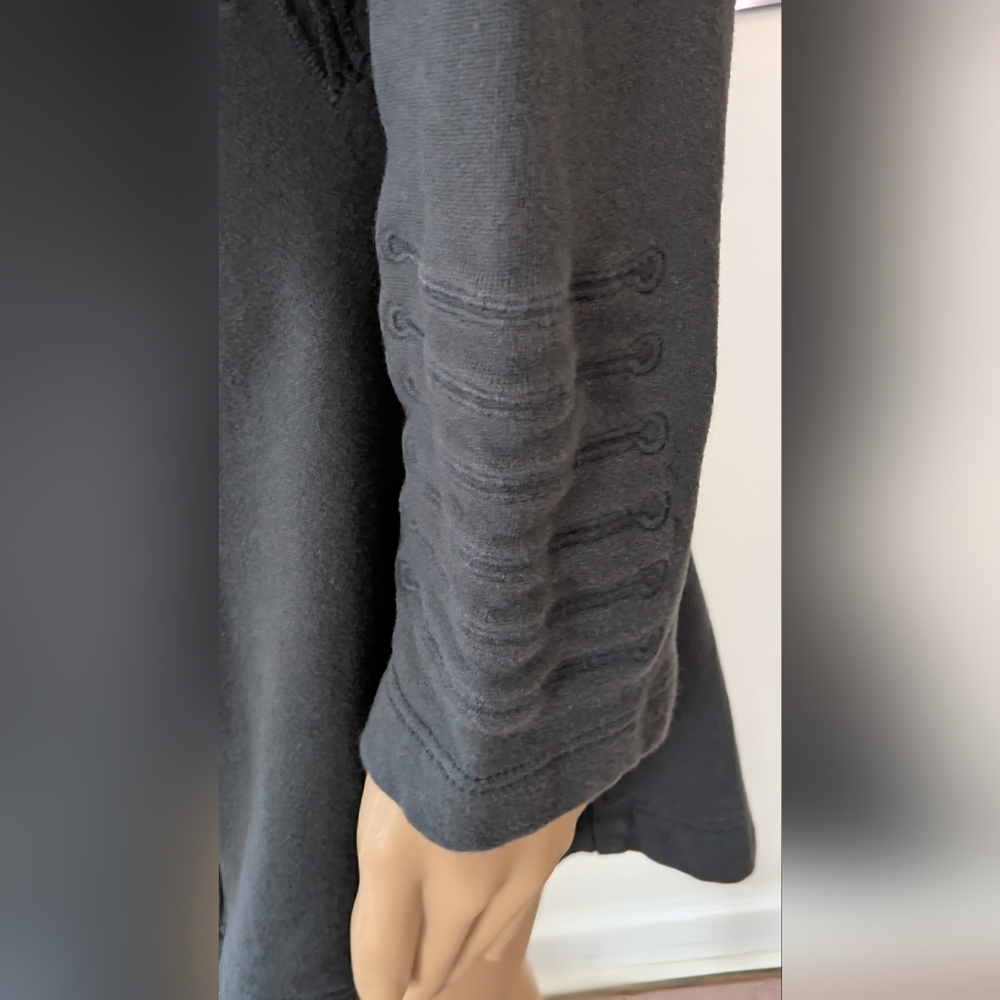 Gray Button-Up High-Low Jacket With Embroidered D… - image 6